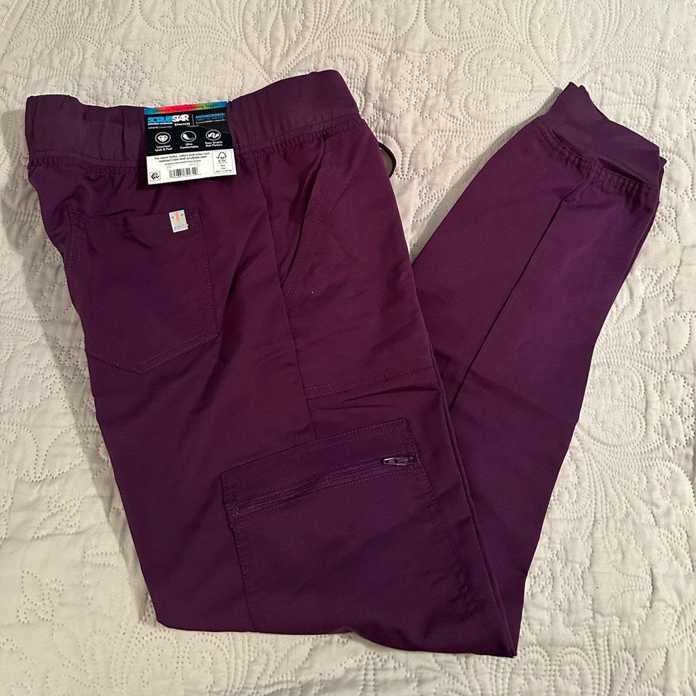 ScrubStar Ultimate Yoga stretch drawstring joggers, size XS